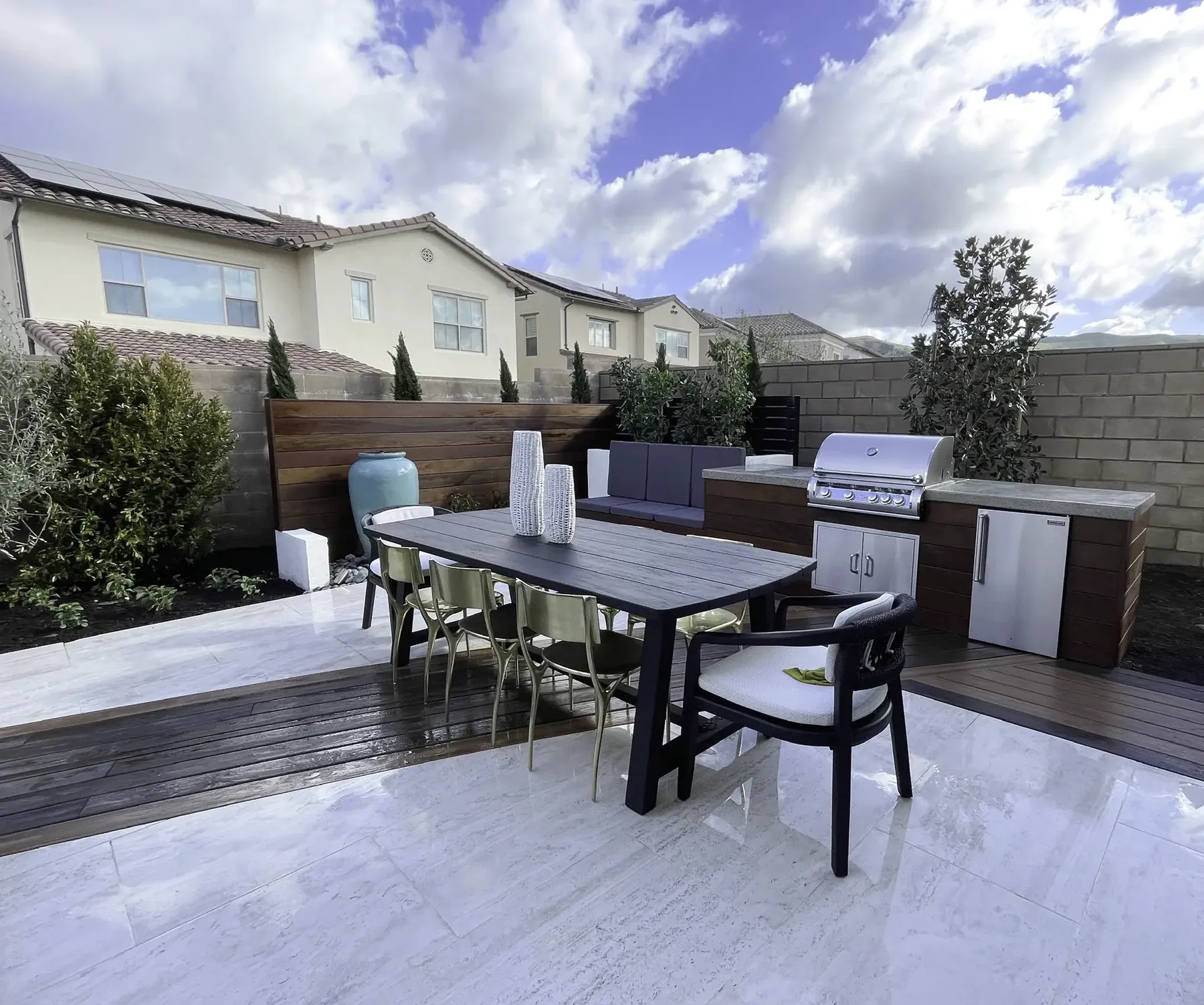 Photo. Decks and patios — multi-level hardwood deck and patio, wide
